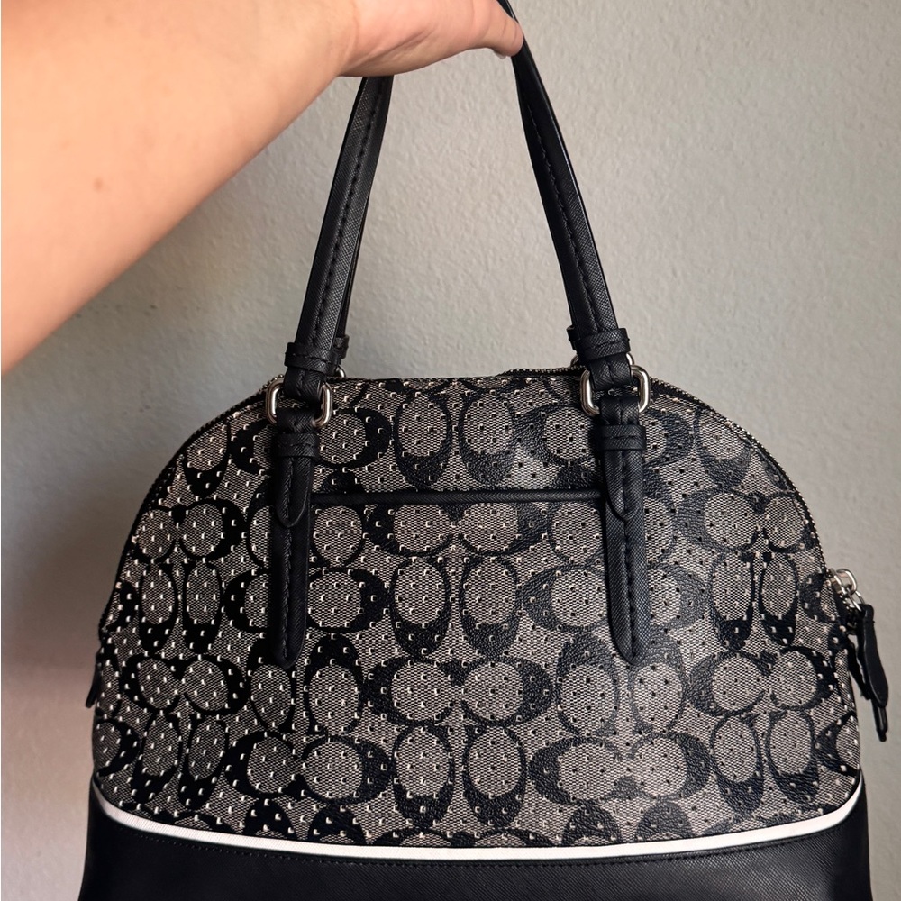 Coach Black and Gray Signature Satchel - Picture 3 of 7